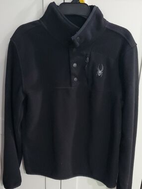 Spyder Black Men's Snap-Button Fleece Pullover